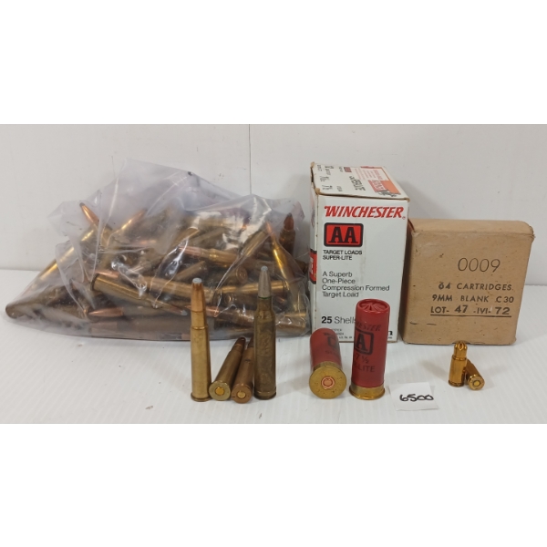 AMMO / BLANKS: QTY OF MISC RNDS - INCL .303 BRIT, 12GA, 9MM, ETC