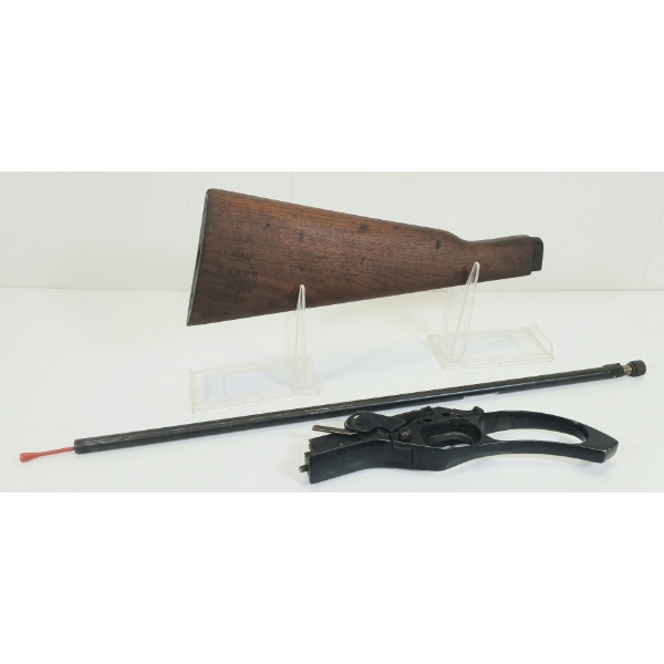 LOT OF 3 - BUTT STOCK, RIMIRE MAG TUBE W/ FOLLOWER & WINCHETSER MOD 250 TRIGGER GROUP 