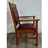 Image 2 : OAK PRESIDENTIAL CHAIR - BURGUNDY LEATHER UPHOLSTERY