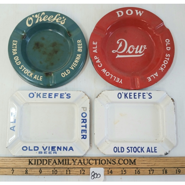 LOT OF 4 - DOW & O'KEEFE'S STOCK ALE - PORCELAIN ASHTRAYS