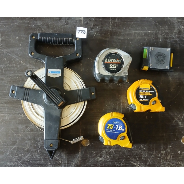 LOT OF 5 - MEASURING TAPES - INCL MASTERCRAFT FIBREGLASS FOR LARGE AREA