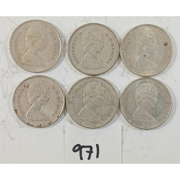 LOT OF 6 - 1968 CDN 25 CENT SILVER COINS