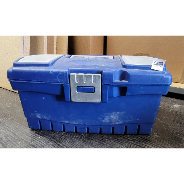 RONA TOOLBOX W/ CONTENTS - INCL HAMMERS, WRENCHES, SCREWDRIVERS, ETC