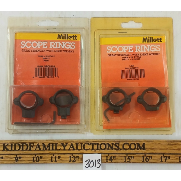 LOT OF 2 - MILLET SCOPE RINGS - LOW & HIGH TURN-IN STYLE