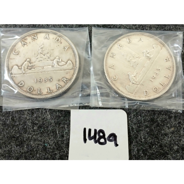LOT OF 2 - 1935 CDN SILVER DOLLARS - VOYAGEUR