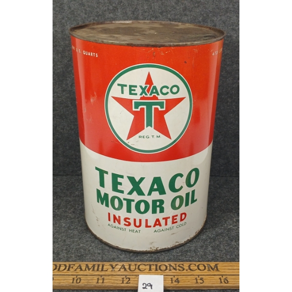 TEXACO INSULATED MOTOR OIL CAN - 5 QT