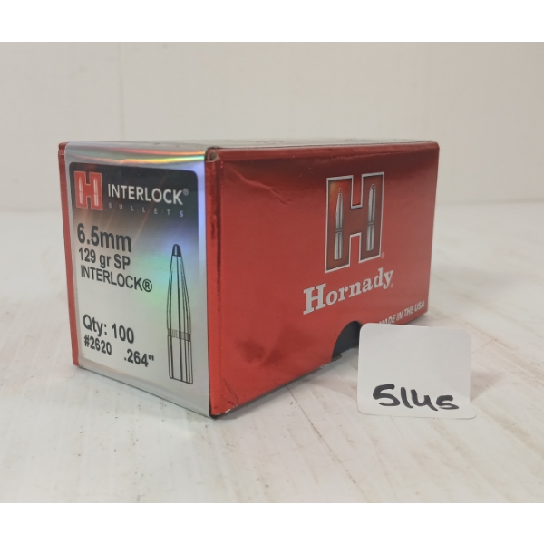 BULLETS: 100X HORNADY INTERLOCK 6.5MM - 129GR - SP - SEALED