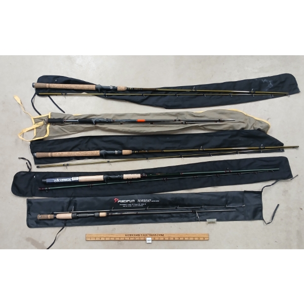 LOT OF 5 - FISHING RODS - INCL, FENWICK, WIXOM-5 & OKUMA