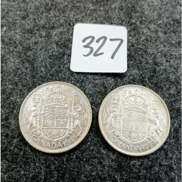 LOT OF 2 - 1944 & 1945 CDN 50 CENT COINS