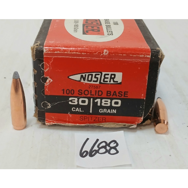 BULLETS: APPROX 100X NOSLER .30CAL - 180GR