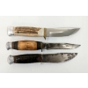 Image 4 : LOT OF 3 - KNIVES W/ NATURE EMBOSSED LEATHER SHEATHS