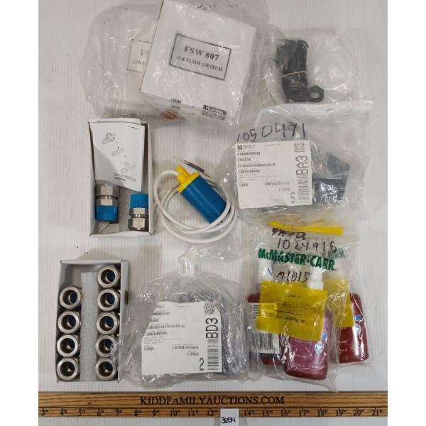 JOB LOT - PARTS - INCL AIRFLOW SWITCHES, THREADLOCKER & SWAGELOK TUBE FITTINGS, ETC.