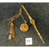 LOT OF 3 - LADIES SEIKO WRIST WATCH, POCKET WATCH CHAIN & DANIA WATCH ON CHAIN