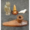 Image 7 : LOT OF 5 - SIGNED SOAPSTONE FIGURE, CLAY PIPE, WALRUS TOOTH SCRIMSHAW & BEADED HEADBAND