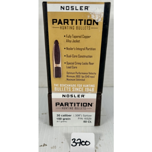 BULLETS: 100X NOSLER .30 CAL - 150 GR SP