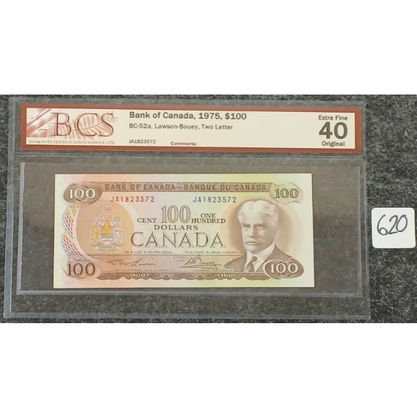 1975 CDN $100 BANKNOTE - BCS GRADED