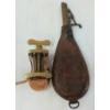 Image 3 : LOT OF 3 - PETIT'S TYPE SCREW TOURNIQUET, ARTILLERY SHELL TRENCH ART & LEATHER POWDER FLASK