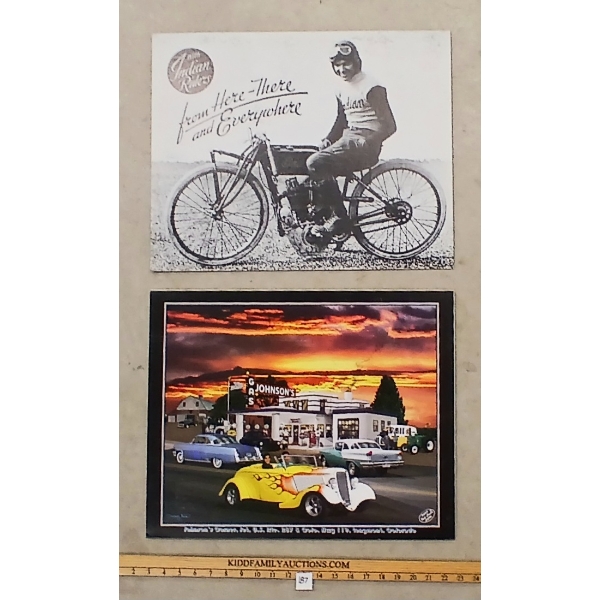 LOT OF 2 - JOHNSON'S CORNER & INDIAN RIDERS BOARD SIGNS