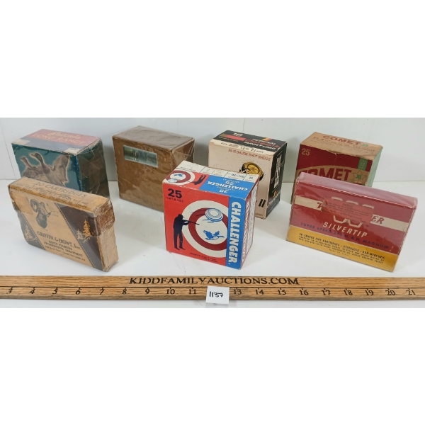 LOT OF 7 - COLLECTIBLE AMMO BOXES - INCL COMET, GRIFFIN & HOWE, ETC