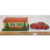 Image 3 : NO. 110 TIN FRICTION FIRE CHIEF CAR W/ FIRE DEPT GARAGE