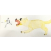 Image 2 : ANIMAL CHASING HUNTER - SIGNED - FRAMED COLOURED PENCIL ON PAPER