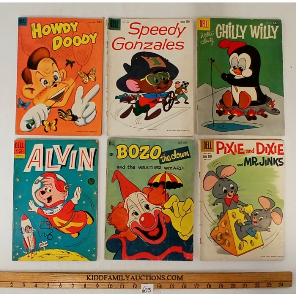 LOT OF 6 - DELL COMICS - BOZO THE CLOWN, CHILLY WILLY, SPEEDY GONZALES, ALVIN, ETC