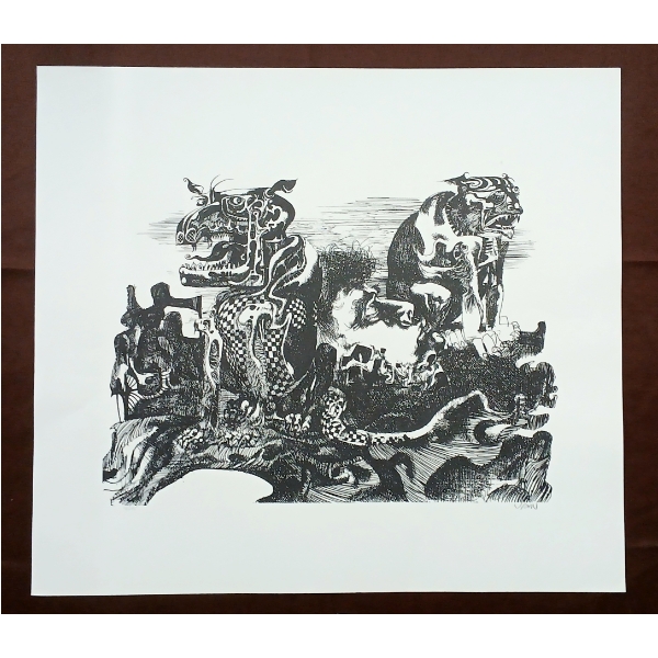 FOLK SURREALISM BY ENDRE SZASZ (1926-2003) - PRINT 
