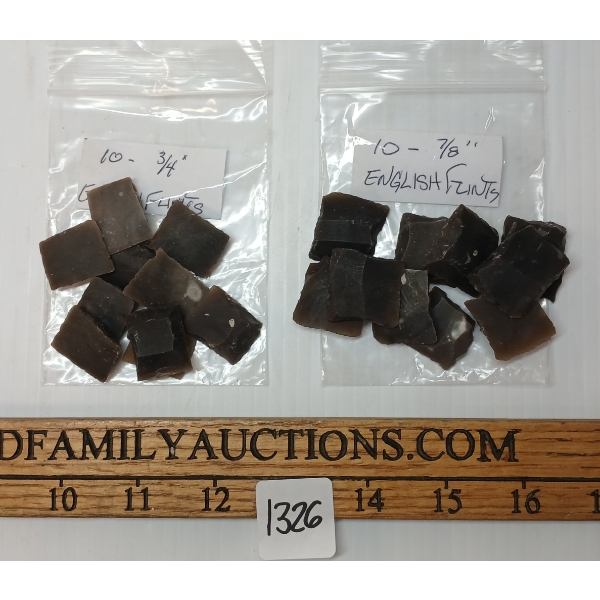 LOT OF 20 - ENGLSIH FLINTS - 3/4 & 7/8 IN