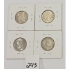 Image 2 : LOT OF 4 - CDN 25 CENT SILVER PCS - INCL 1948, 1957, 1958 & 1961