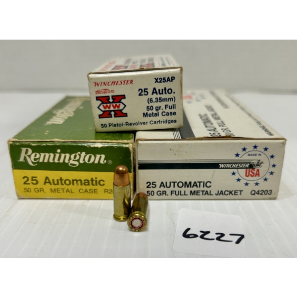 AMMO: APPROX 110X MIXED .25 ACP - 50 GR FMJ