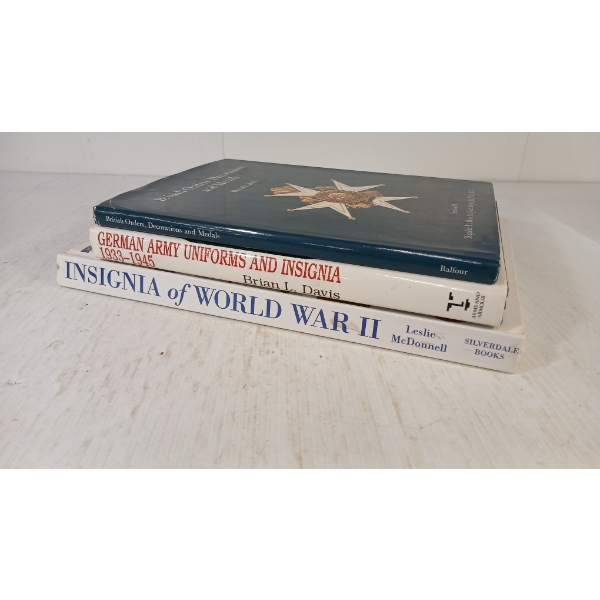 LOT OF 3 - "INSIGNIA OF WWII", "BRITISH ORDERS, DECORATIONS & MEDALS" & "GERMAN ARMY UNIFORMS"