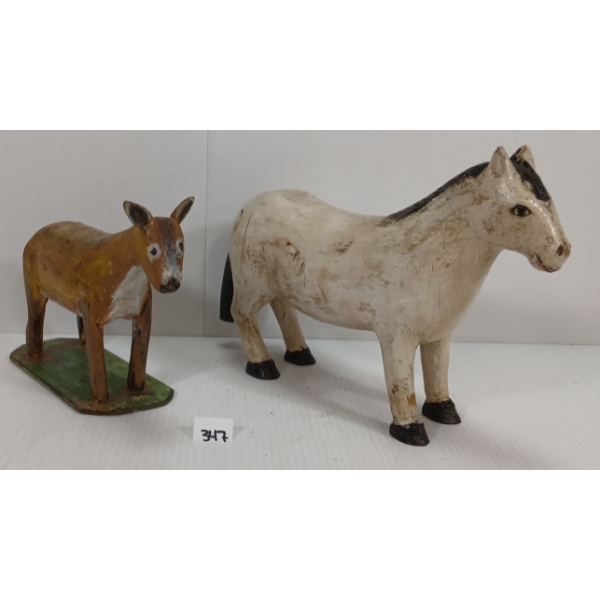 LOT OF 2 - FOLK ART HORSE & DEER