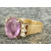Image 2 : LADIES' 14K GOLD OVAL CUT AMETHYST & DIAMOND RING W/ APPRAISAL