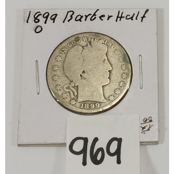 1899 U.S. SILVER BARBER HALF DOLLAR