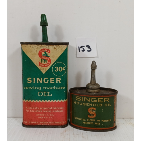 LOT OF 2 - SINGER SEWING MACHINE OILERS