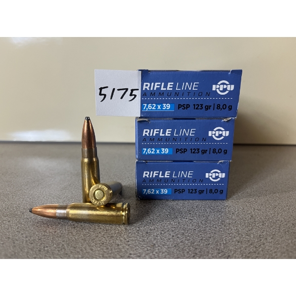 AMMO: 60X PPU 7.62X39 123GR. POINTED SOFT POINT 