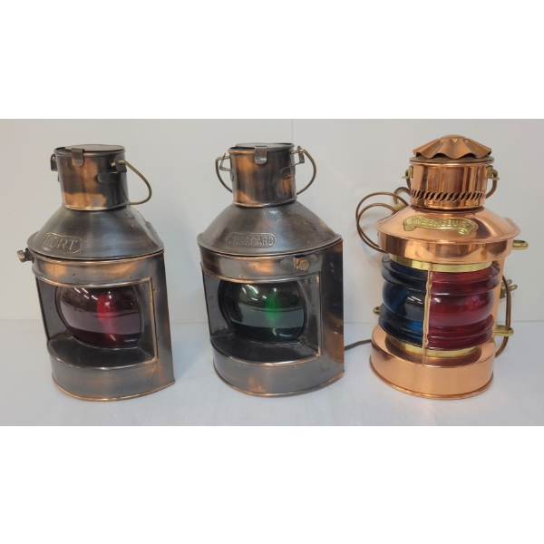 LOT OF 3 - STARBOARD, PORT & TWEEKLEUR LANTERNS
