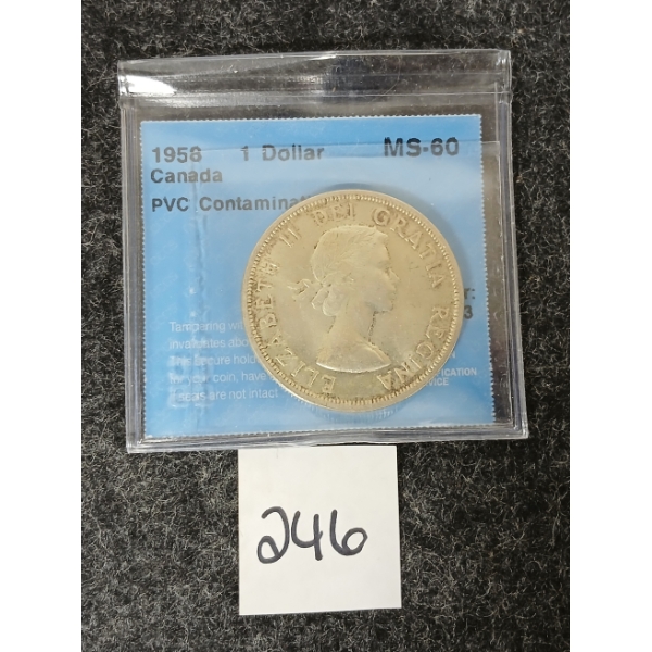 1958 CDN SILVER $1 COIN - CCCS GRADED