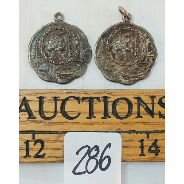LOT OF 2 - 1927 MEN'S DOUBLE CANOE & SCULL SILVER MEDALS