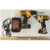 Image 2 : LOT OF 3 - DEWALT CORDLESS IMPACT & 3/8IN DRILL W/ BATTERIES & CHARGER