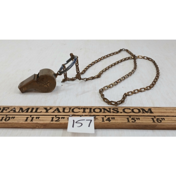 WWII US N.S. MEYER INC. BRASS WHISTLE