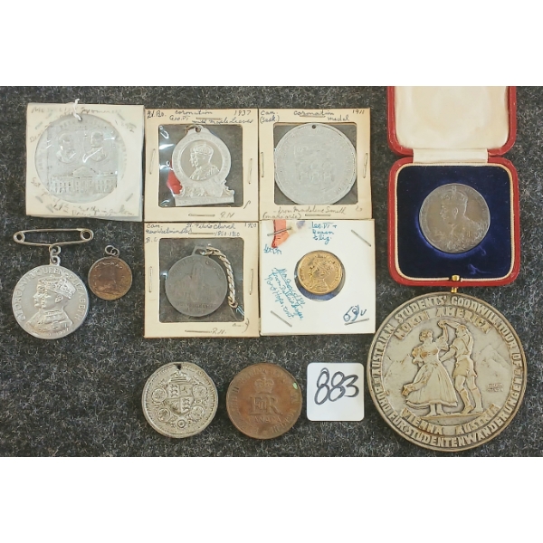 JOB LOT - CORONATION MEDALS, MISC MEDALLIONS, MINI MEDALS, ETC