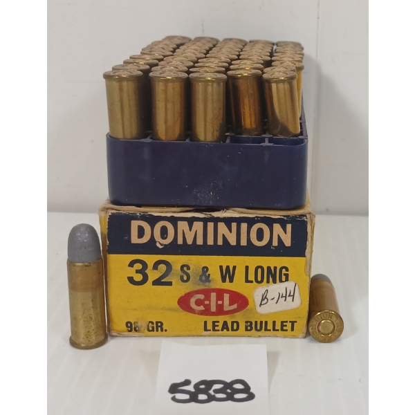 AMMO: 50X CIL DOMINION .32 S&W LONG - 98GR - LEAD