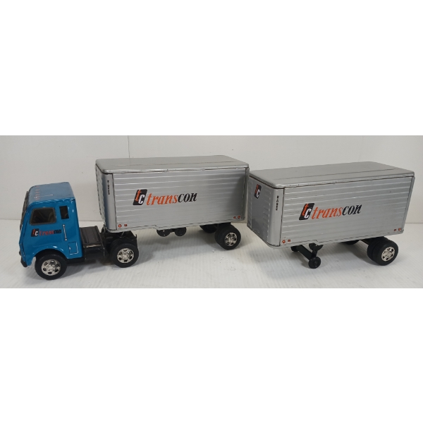 LOT OF 2 - TRANSCON TIN LITHO SEMI TRUCK & TRAILER