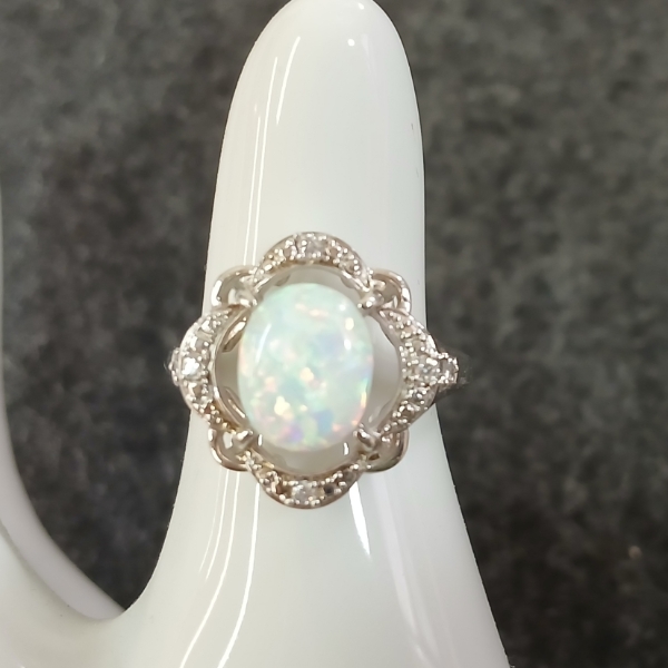STERLING SILVER OPAL RING 