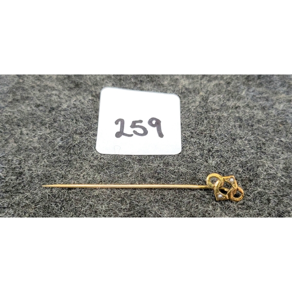 14K GOLD & PEARLS STICK PIN - VICTORIAN / EDWARDIAN ERA