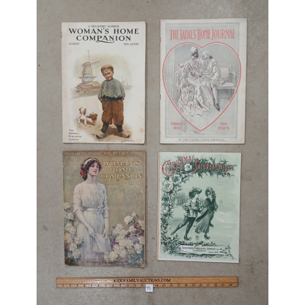 LOT OF 4 - MAGAZINES - INCL 1890 CHRISTMAS SATURDAY NIGHT & 1902 LADIES HOME JOURNAL ETC