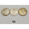 Image 2 : LOT OF 3 - 1964 & 1967 CDN SILVER DOLLAR COINS