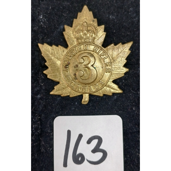 WWI 3RD CDN MOUNTED RIFLES CAP BADGE