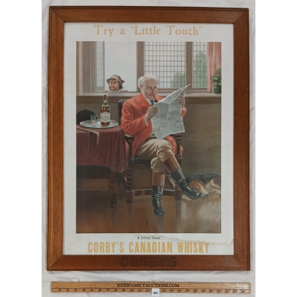 FRAMED "A LITTLE TOUCH" CORBY'S CANADIAN WHISKEY ADVERTISEMENT - PAPER